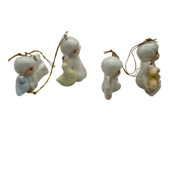 Christmas Around The World Angels Set 4 Porcelain Ornaments with Animals - Picture 3 of 10